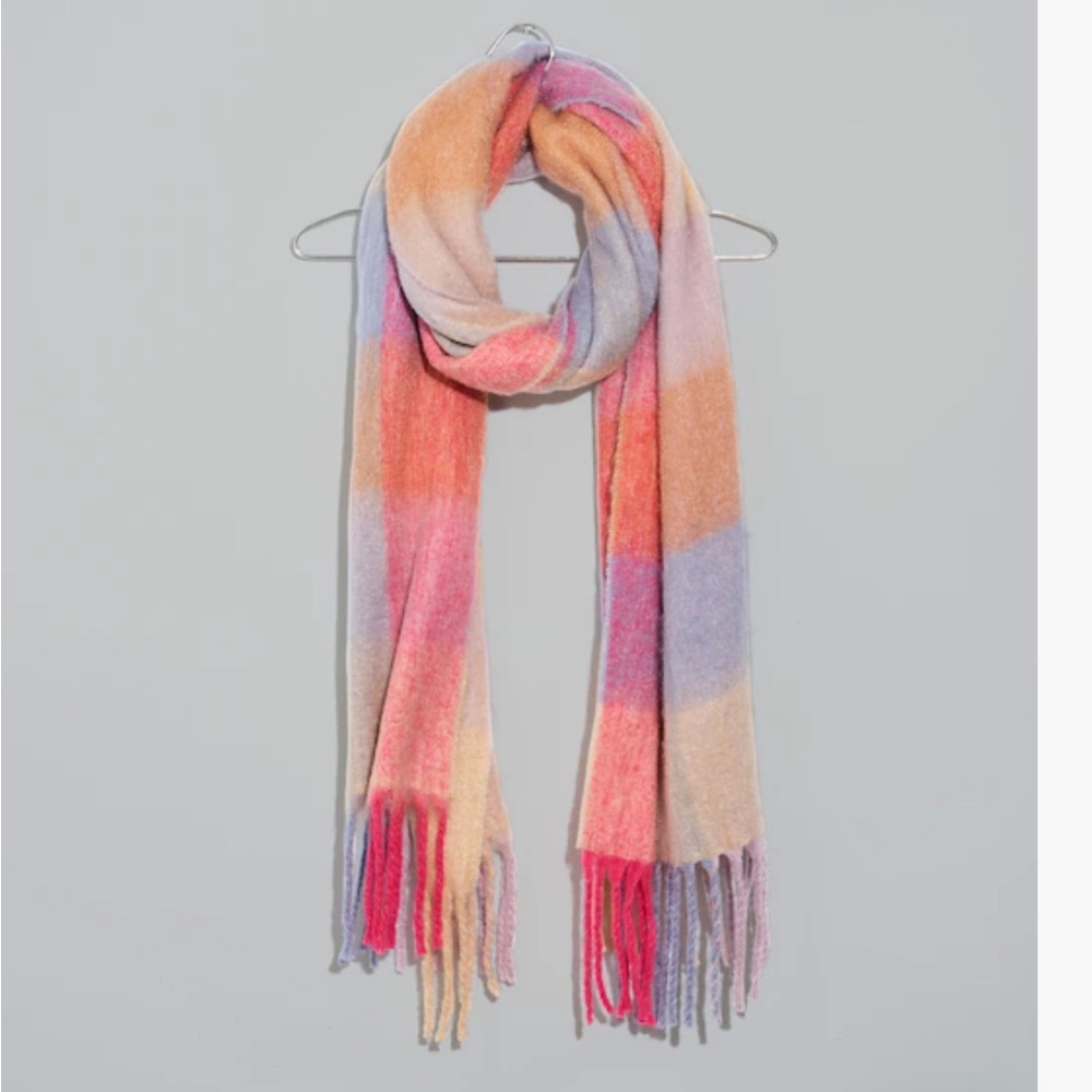 Madewell Brushed Pastel Plaid Scarf “Pale Lilac” NWT
